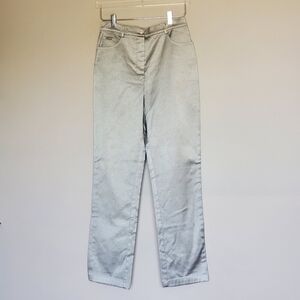 St. John Sport by Marie Gray Jean Denim Silver Metallic Straight Leg Pant USA 6